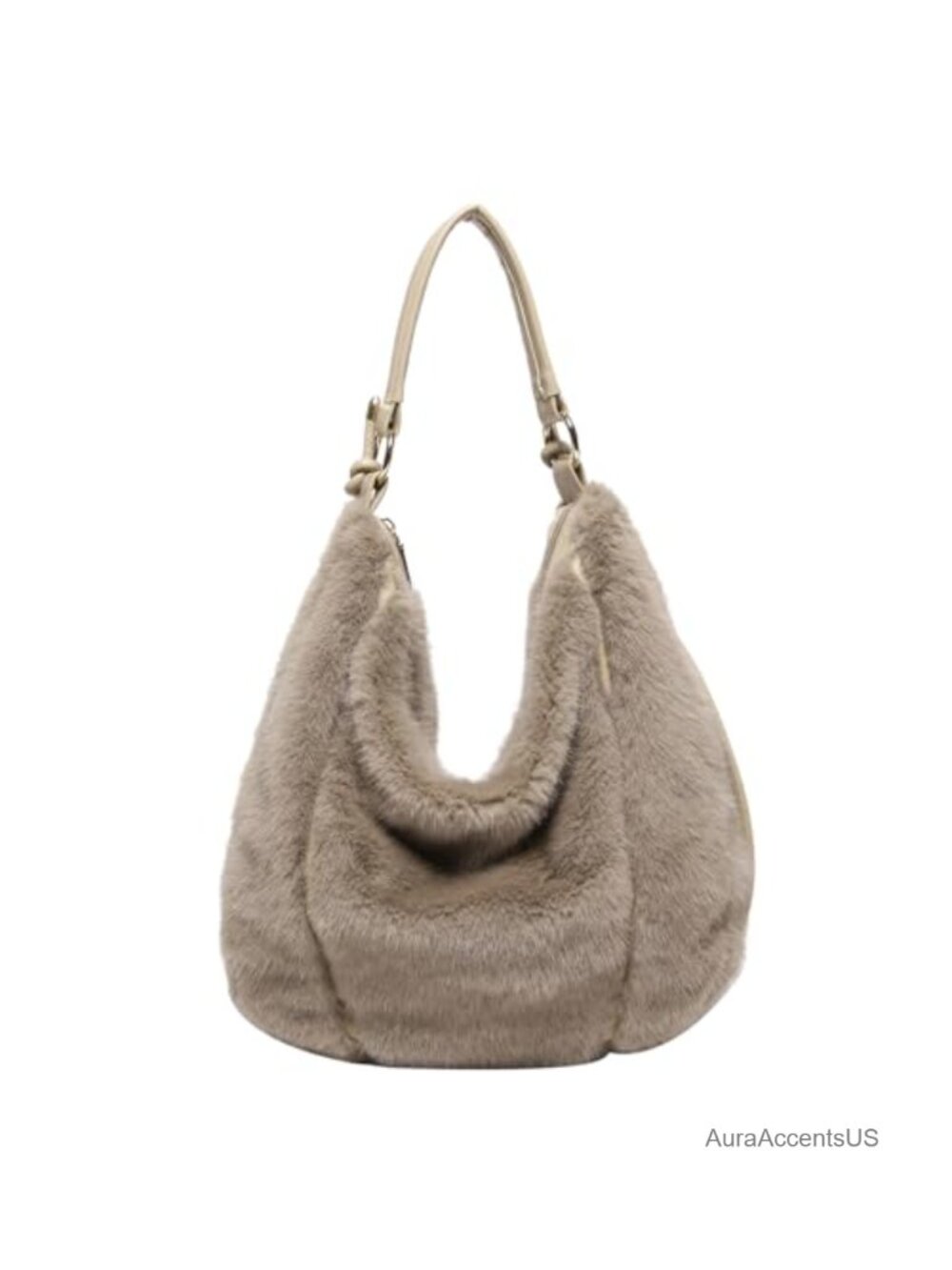 Faux Fur Tote Bag Fluffy Fuzzy Purse Detachable Strap Crossbody